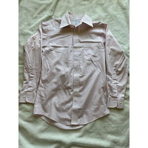 Brooks Brothers 346‎ The Original Polo Shirt 14.5 Pink Checkered Long Sleeve